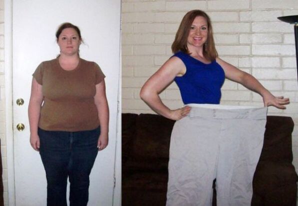 Femme avant et après avoir suivi un régime alcoolique